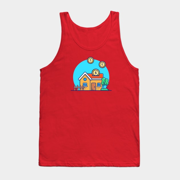 House with Gold Money Cartoon Tank Top by Catalyst Labs